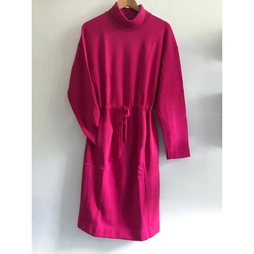 Uniqlo U Women Sweat Turtle Neck Long Sleeve Dress Magenta